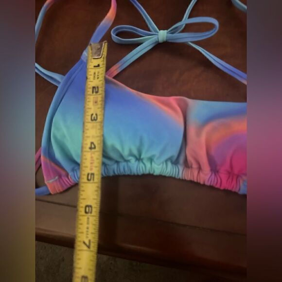 Wild Fable Women's Tunnel Front Bralette Bikini Top Blue Marble Print NWT XS - Picture 7 of 13